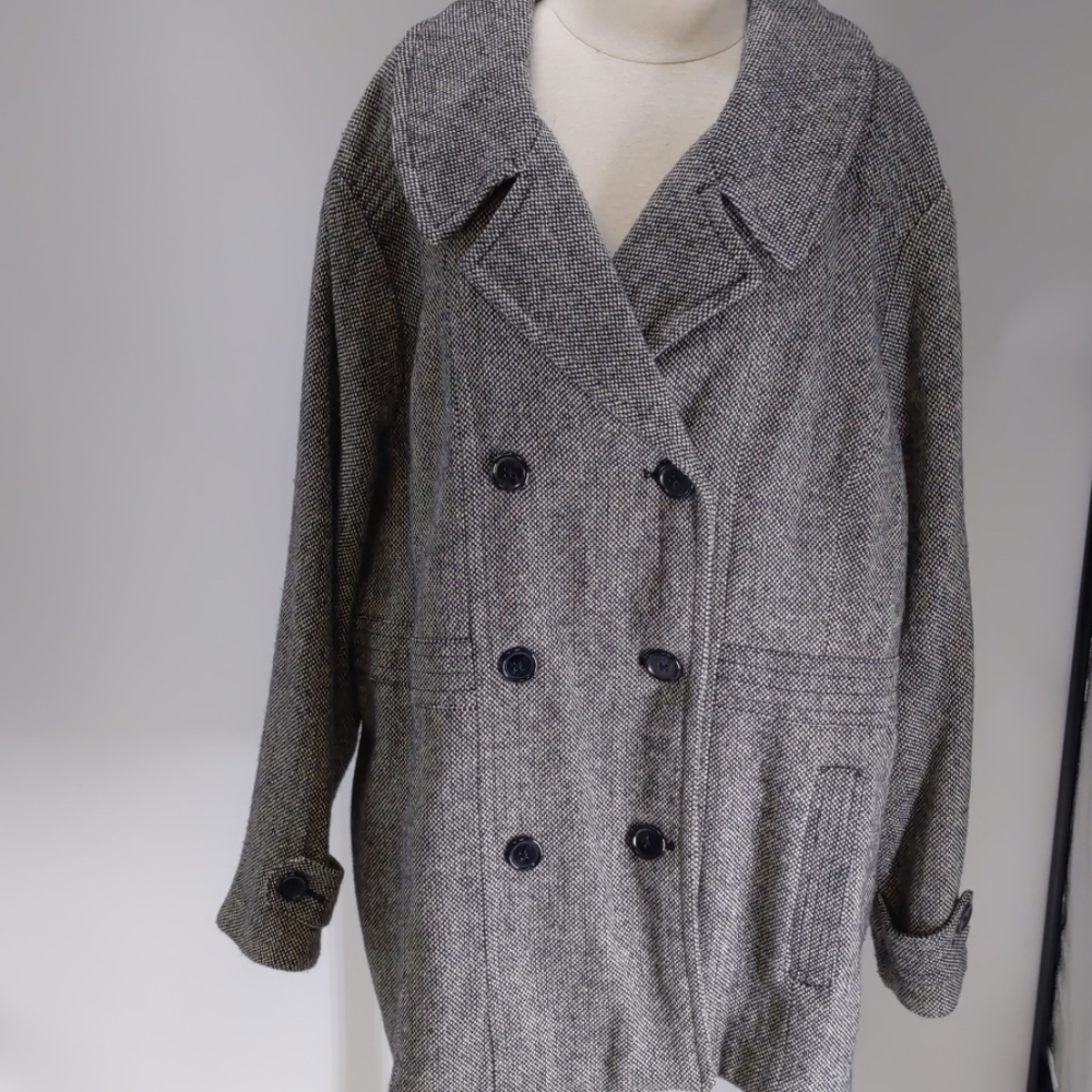 Relativity Women bl/wh tweed wool blend coat-sz 3X
